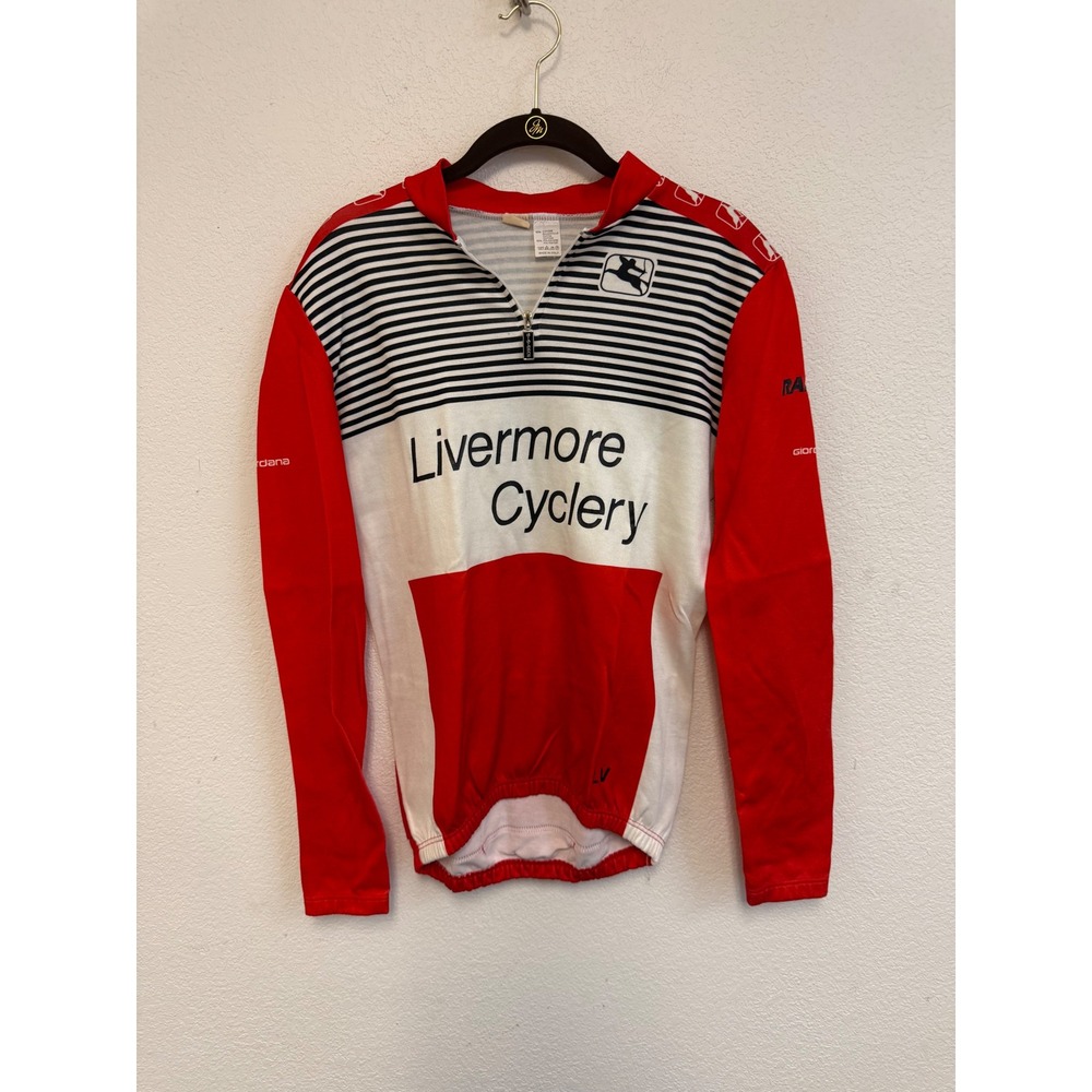 Giordana Livermore Cyclery Cycling Jersey Red White Black Mens L Made in Italy